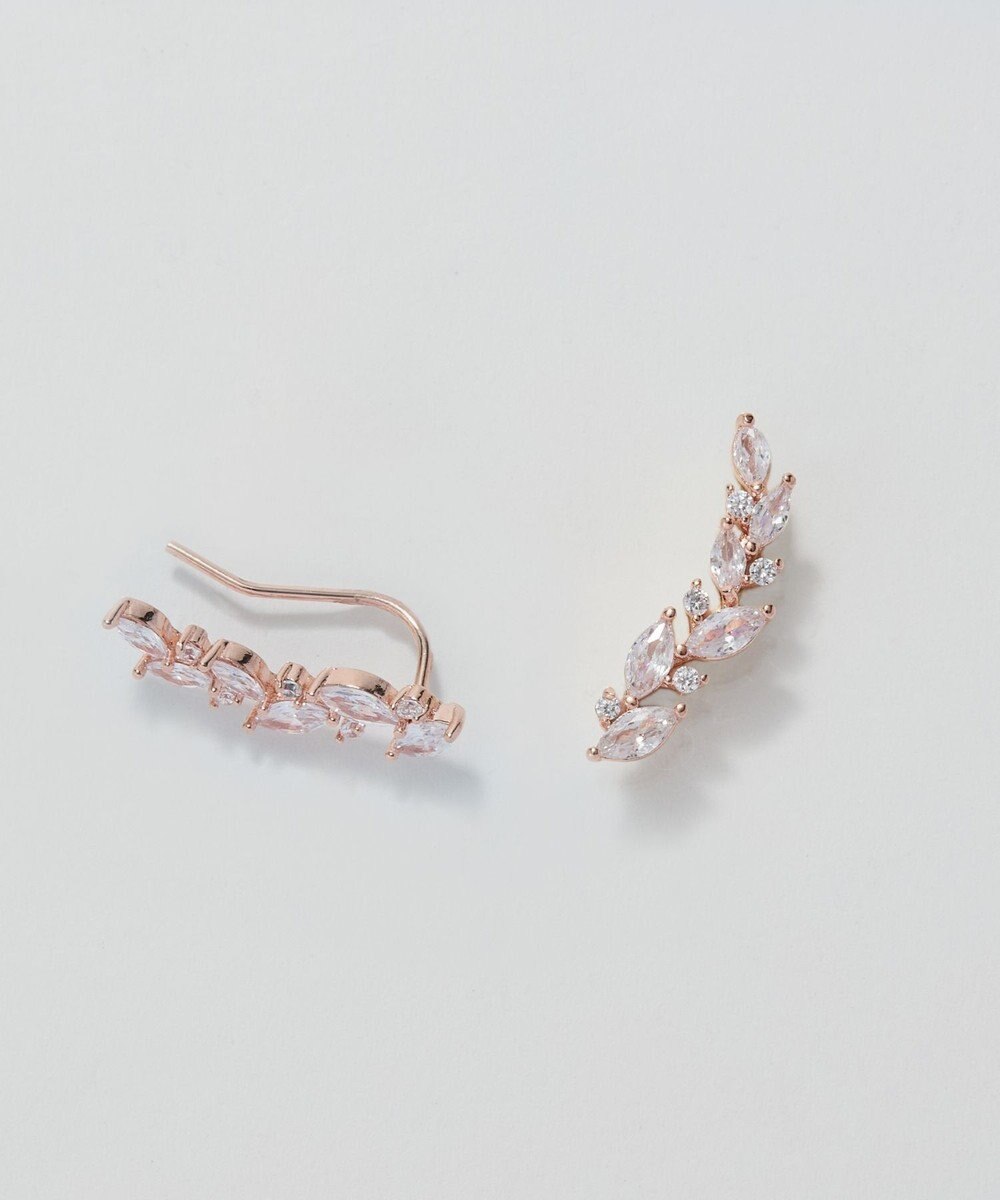 Phoebe リーフグレースビジューピアス&イヤリング　ローズゴールド 