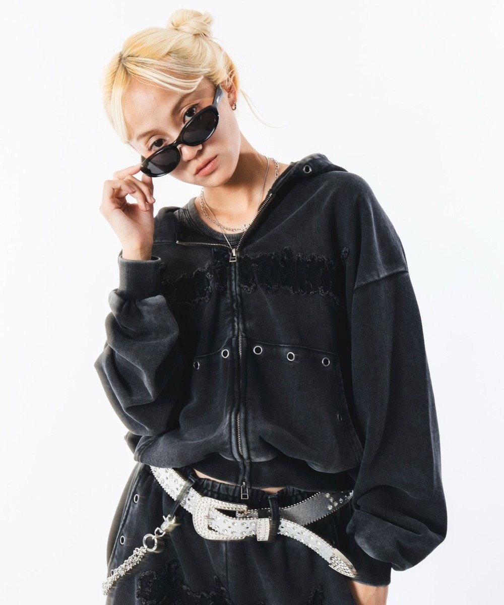 WEGO 【ユニセックス着用ITEM】ブリーチハトメZIPパーカー 