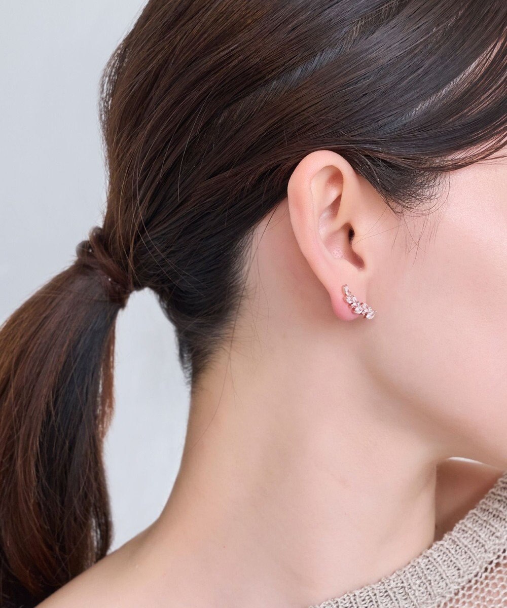 Phoebe リーフグレースビジューピアス&イヤリング　ローズゴールド 