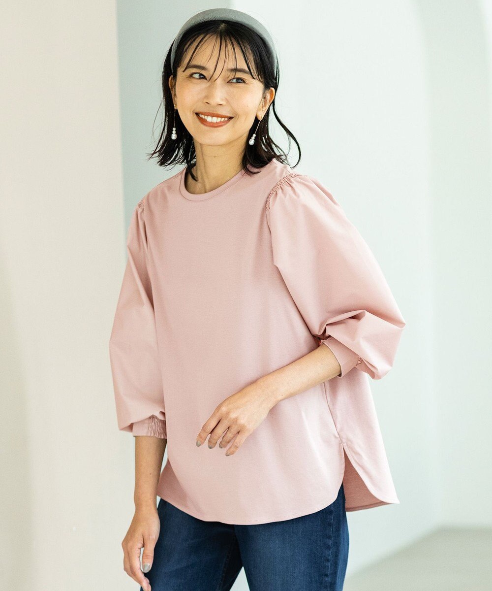 ANY L 【洗濯機可】着映えるシャーリングトップス 