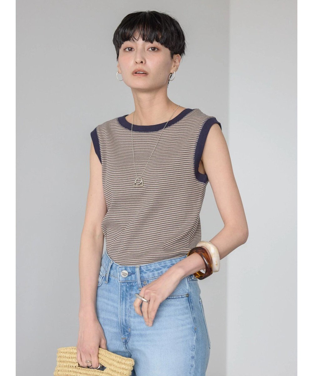 AMERICAN HOLIC ミジンボーダーノースリーブカットプルオーバー 