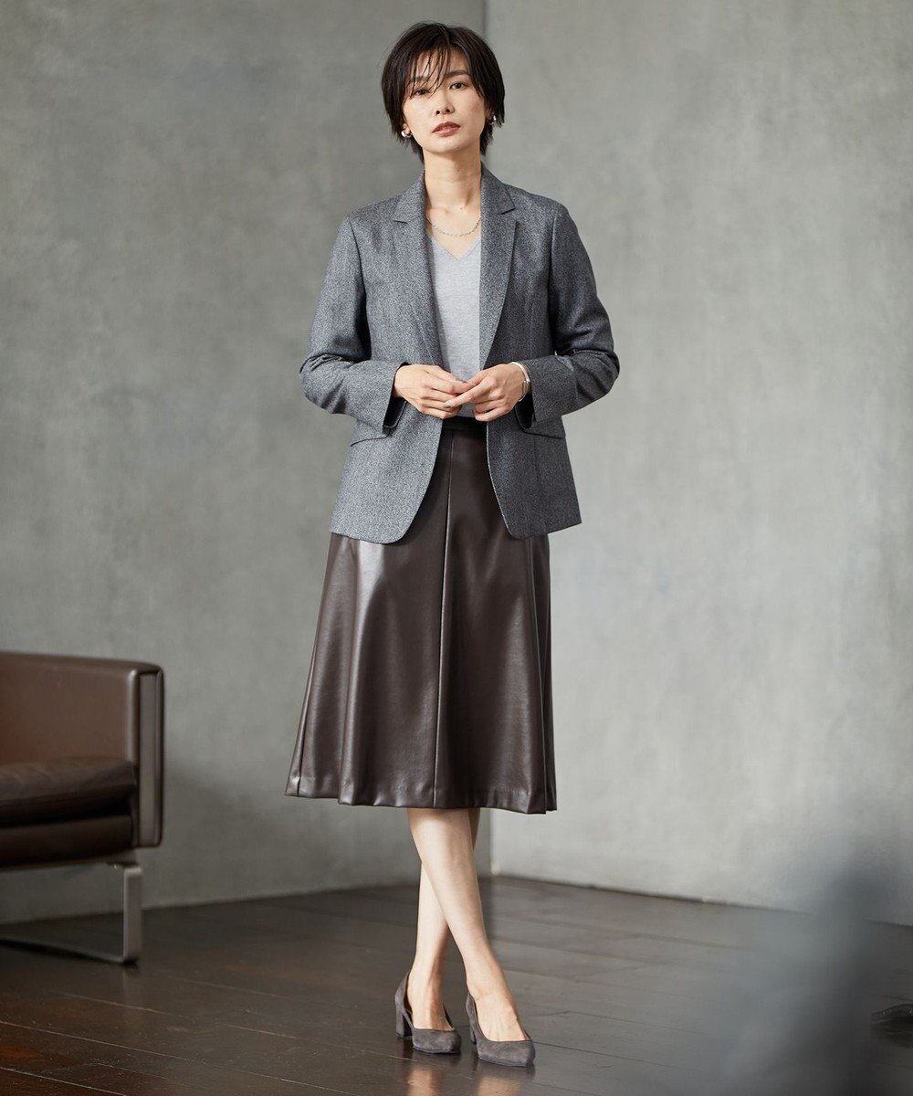 J.PRESS LADIES 【洗える】シンセティックマットleather スカート 