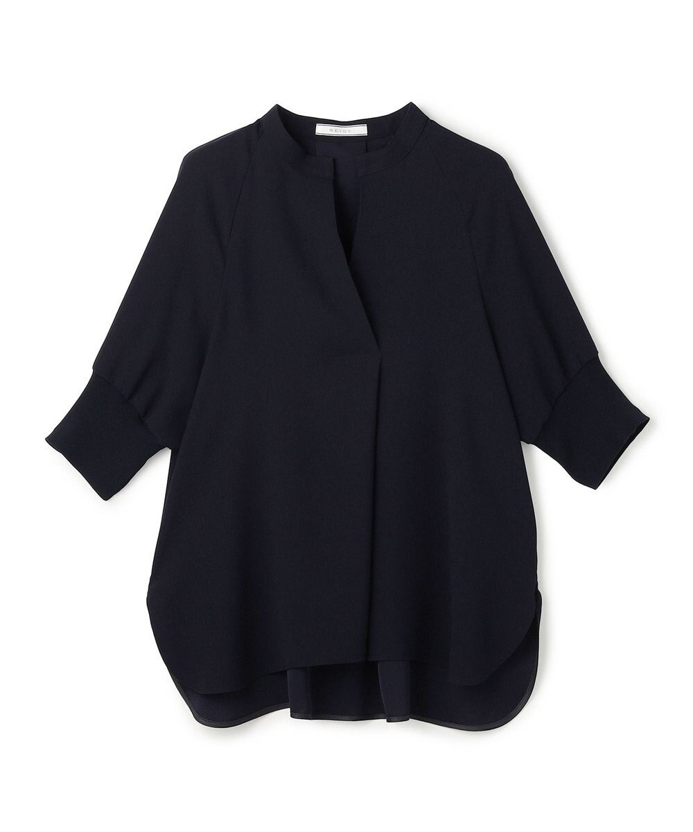 BEIGE， FLEUR / 異素材カフス スタンドカラーブラウス 