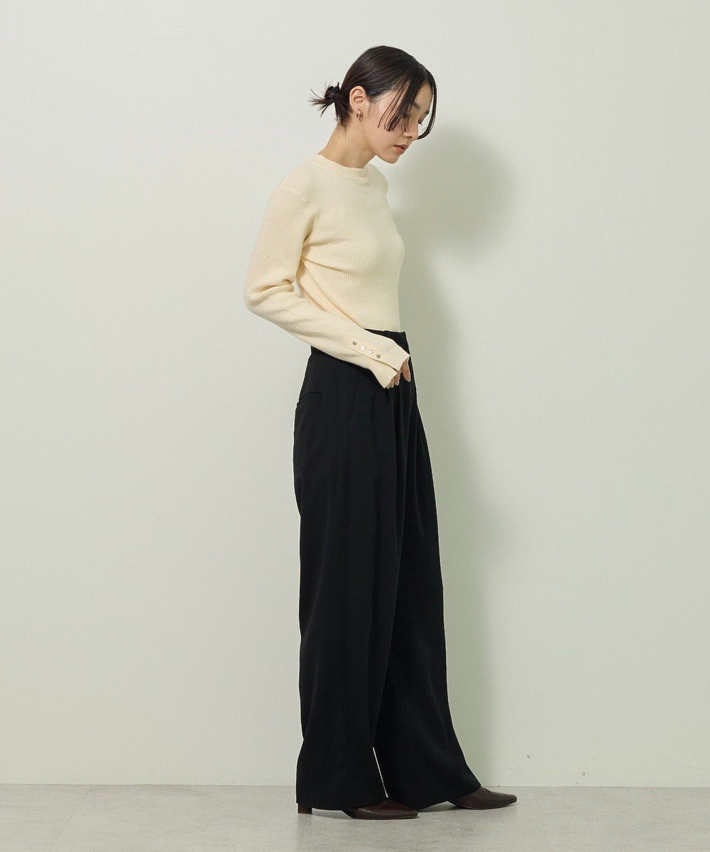 Green Parks もちやわ袖口釦リブニットプルオーバー 