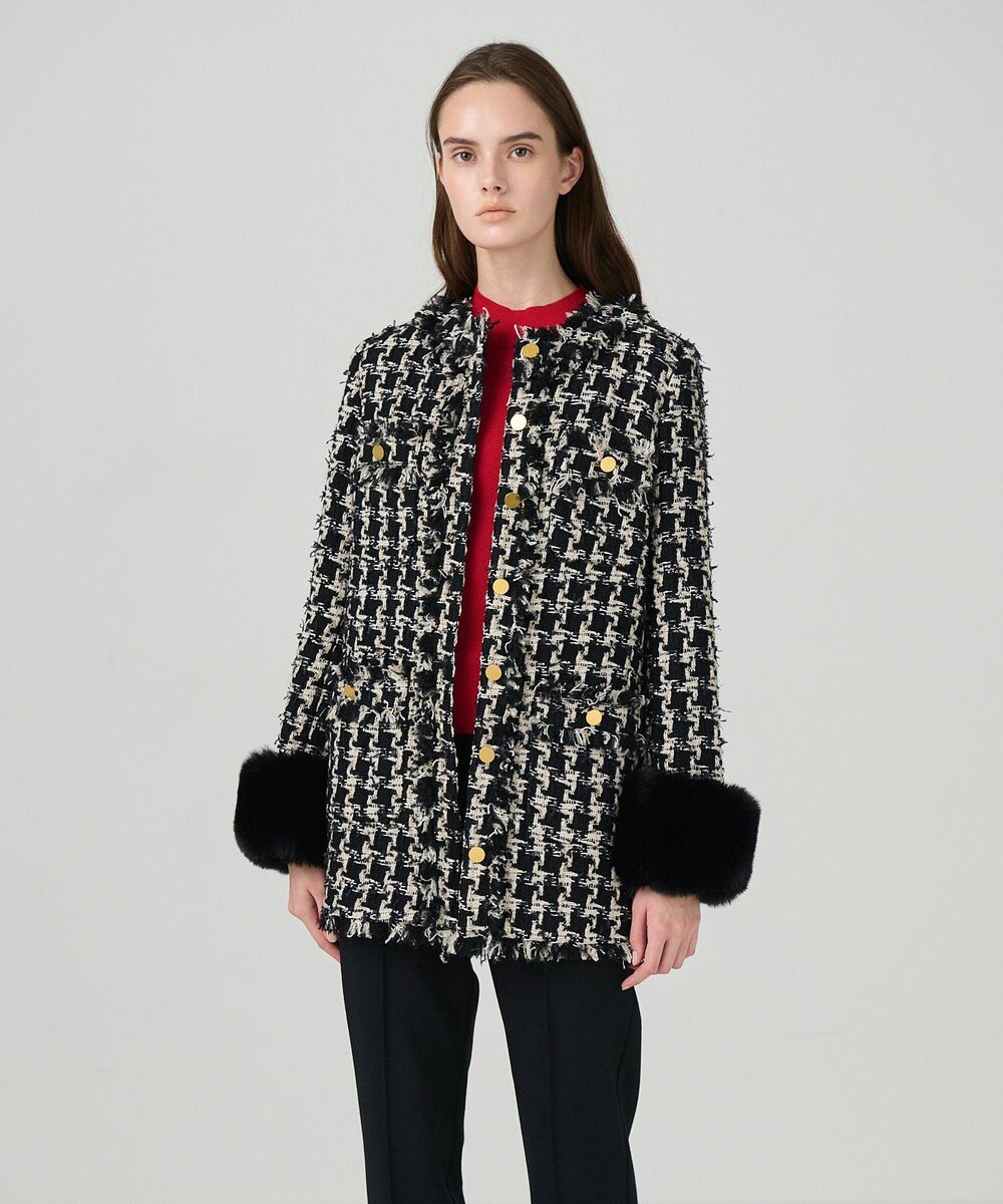 GRACE CONTINENTAL ツイードファーコート 