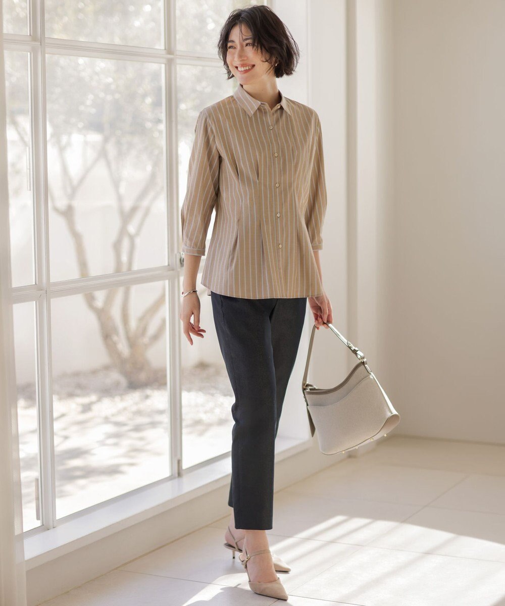 J.PRESS LADIES 【WEB限定カラーあり】TCシャンブレーサテンST テーパード パンツ 