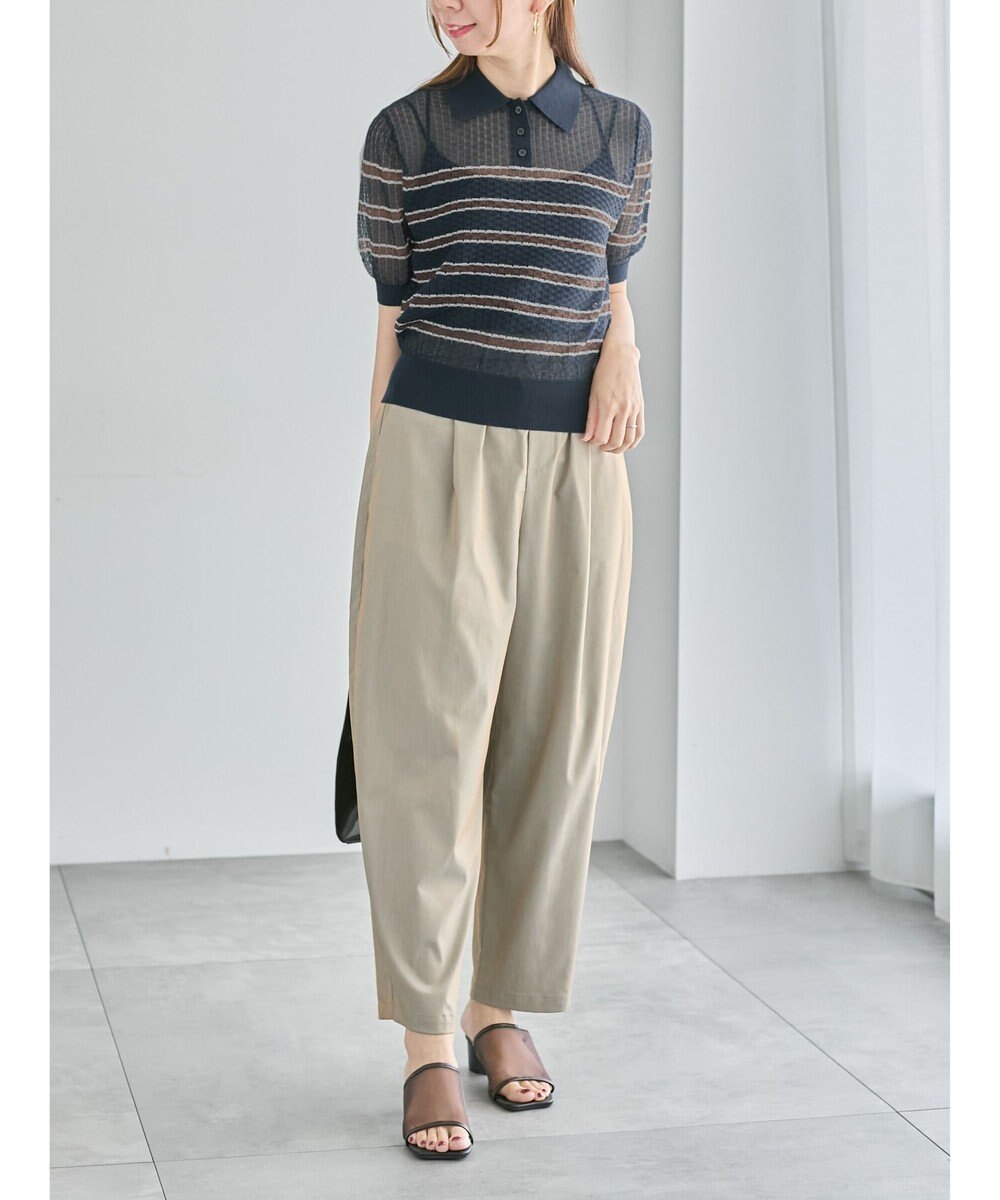 Te chichi 透かしマルチボーダーニットポロ 