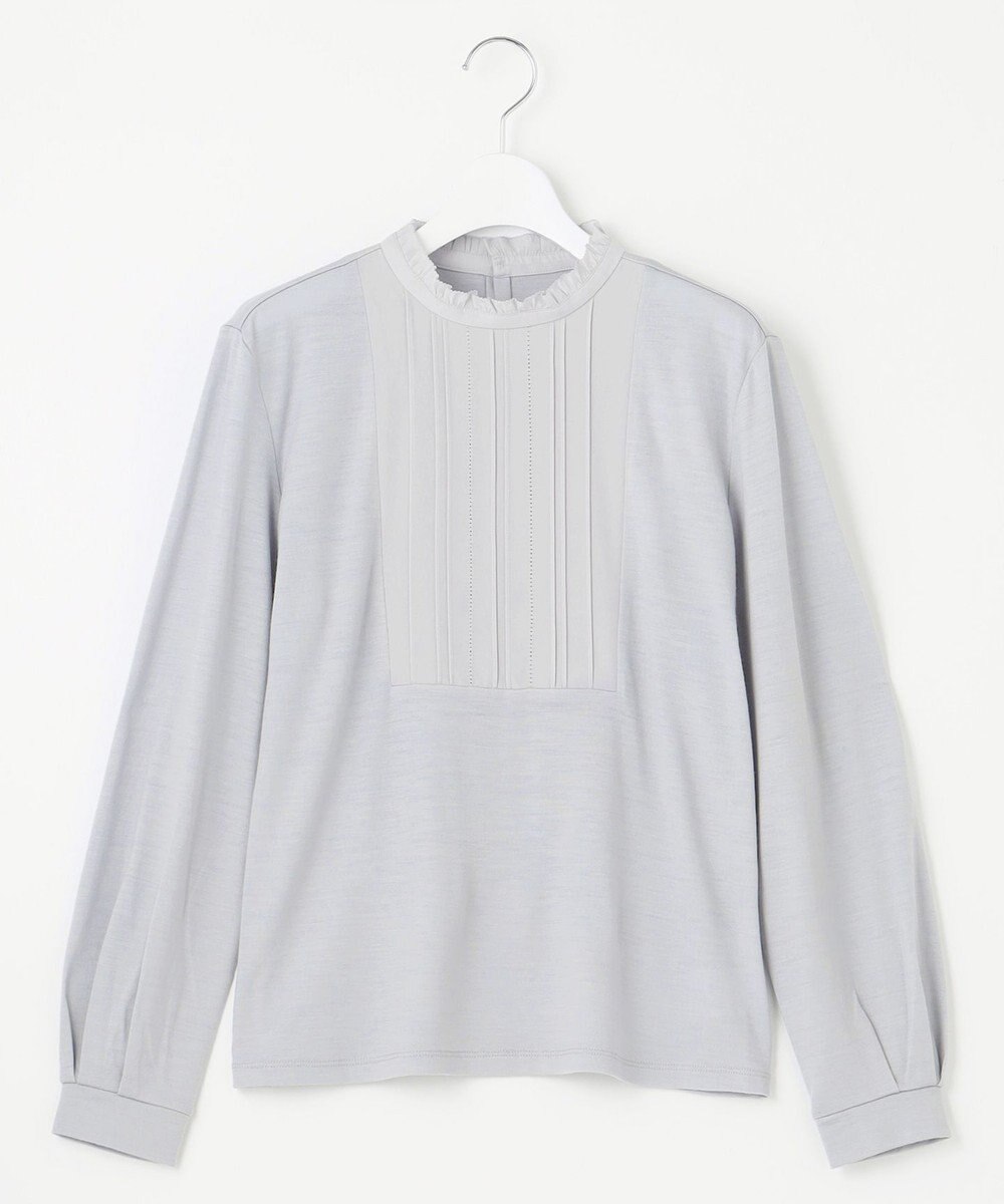 J.PRESS LADIES ウォッシャブルウール フリルネック カットソー 