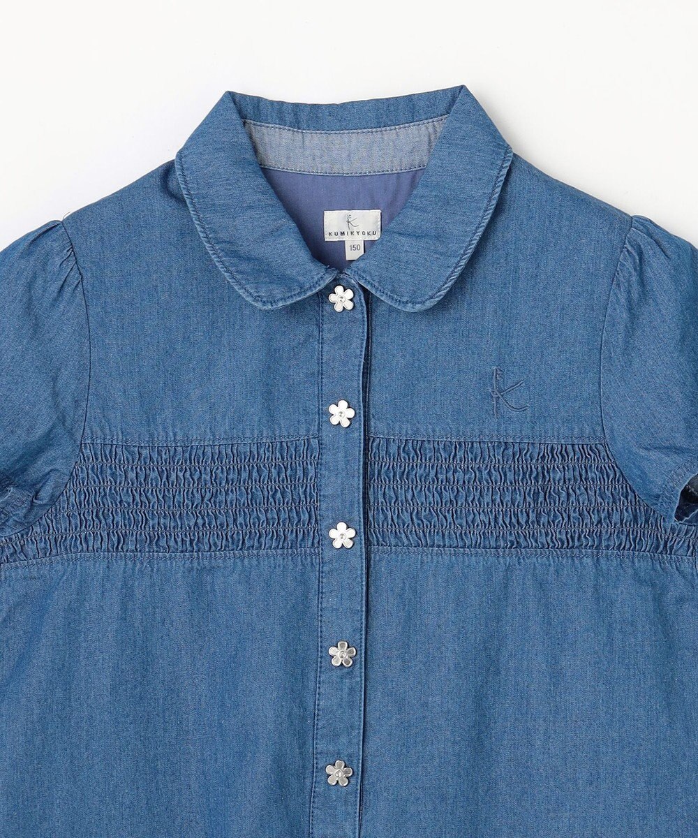 組曲 KIDS 【150-160㎝】 フラワーボタンデニムワンピース 