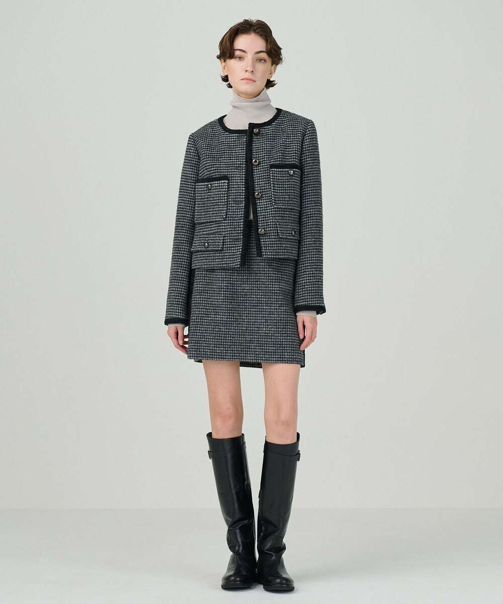 GRACE CONTINENTAL シャギーチェックミニスカート 