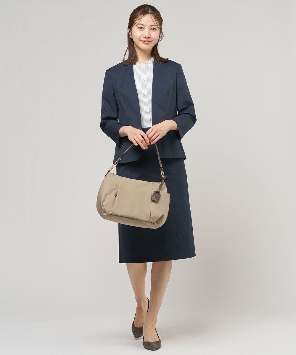 J.PRESS LADIES 【セットアップ対応・洗える・撥水】コットンFITTY ノーカラー ジャケット 