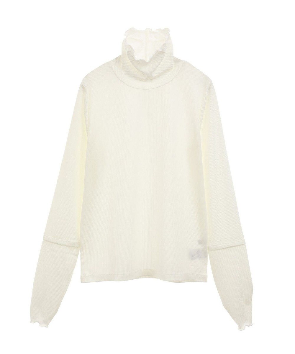 earth music&ecology シャーリングスリーブリブタートルプルオーバー 