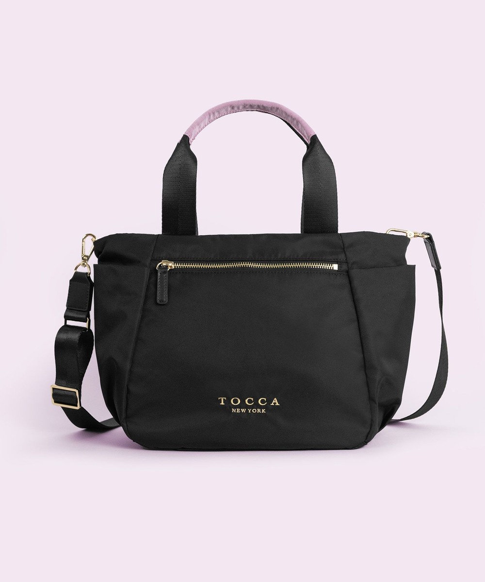 TOCCA 【サスティナブル素材・撥水・WEB＆一部店舗限定】NUOTO NYLON TOTE トートバッグ ブラック（ショルダー紫ピンク）