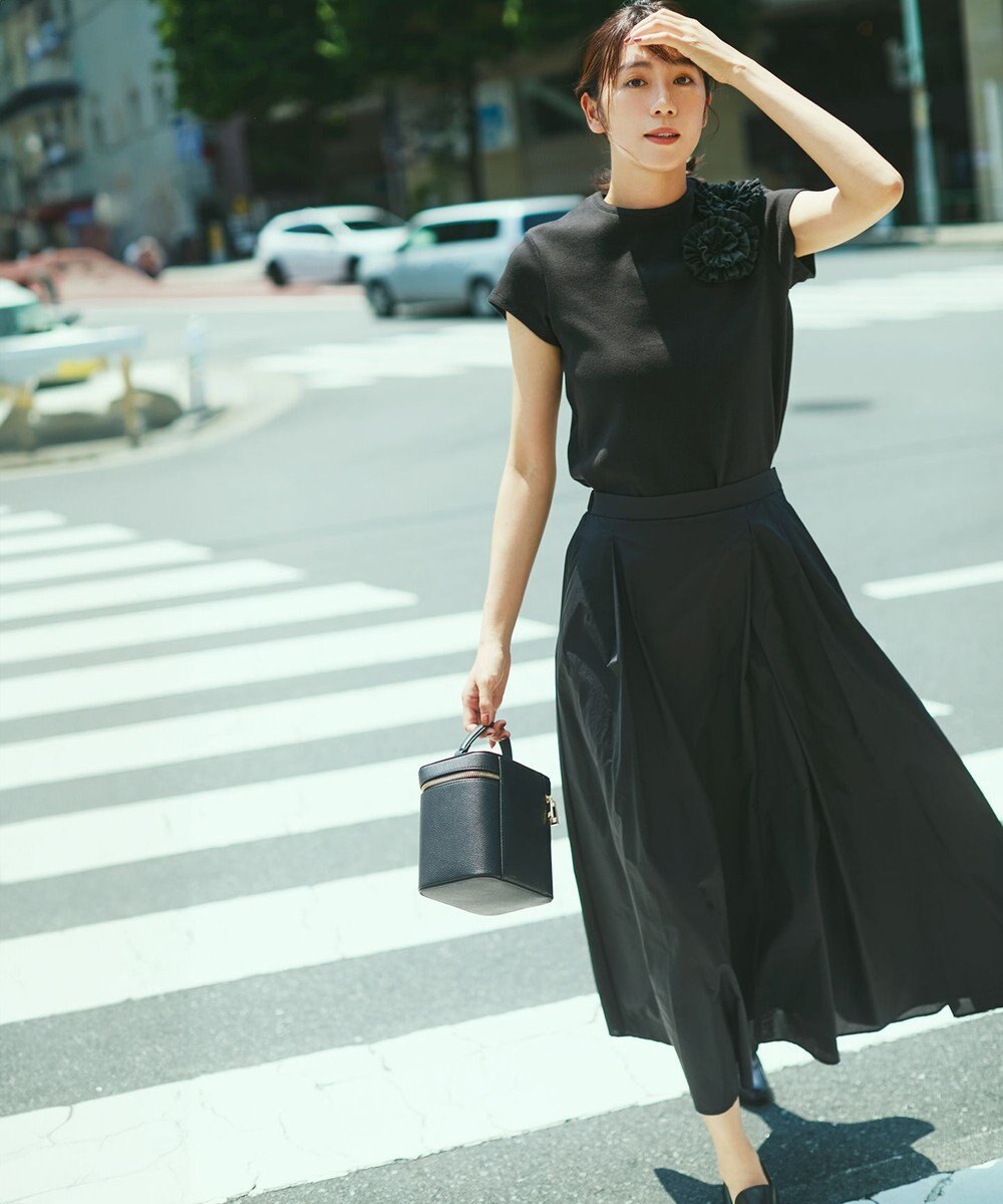 23区 L 【洗える】ナイロンコットンポプリン タック スカート 