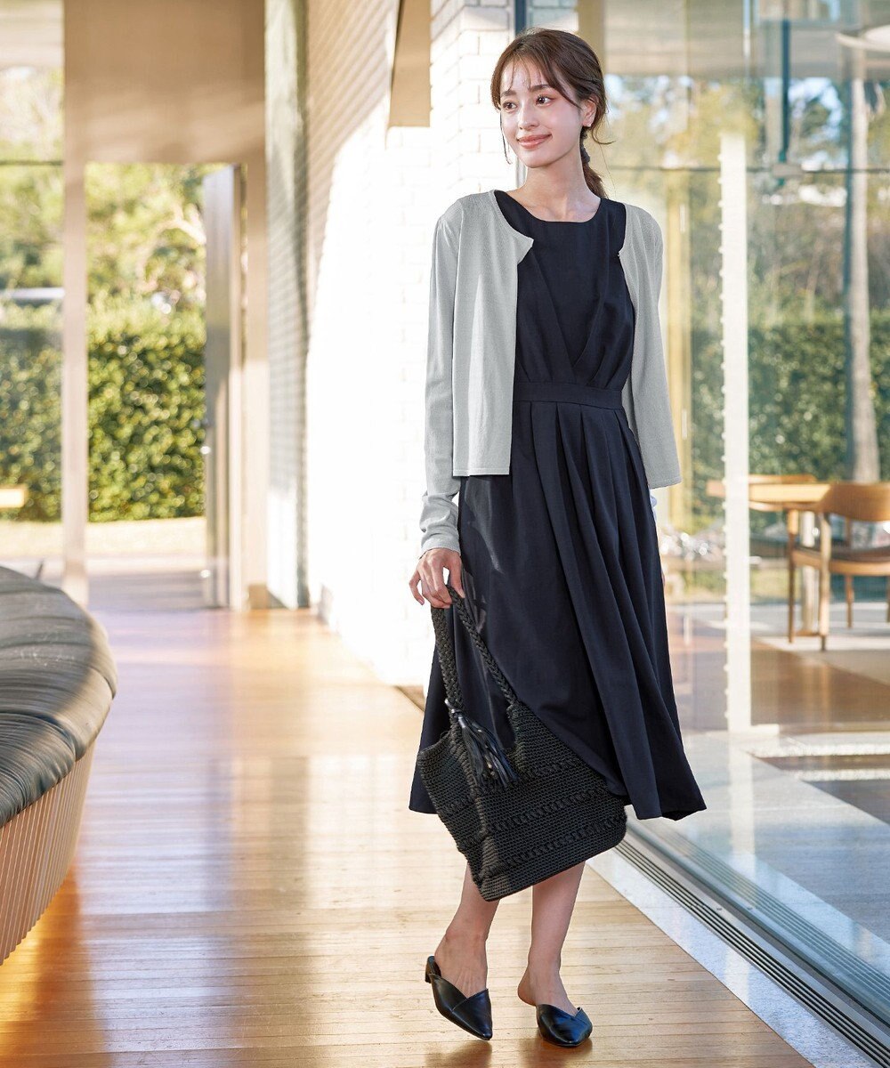 Tiaclasse L 【洗える】長袖サマーニットカーディガン 