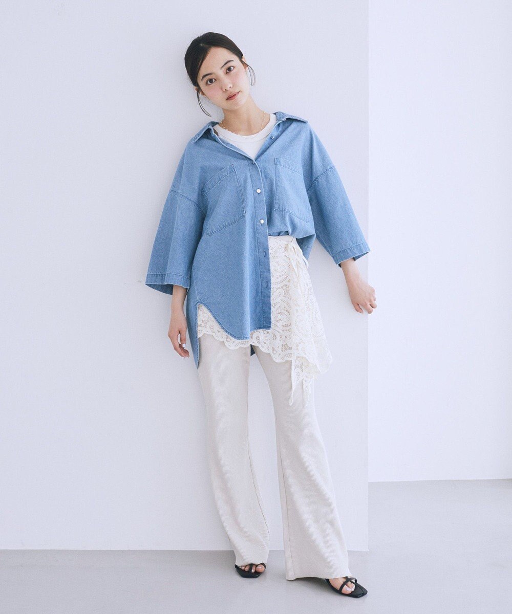 earth music&ecology 5分袖デニムシャツ 