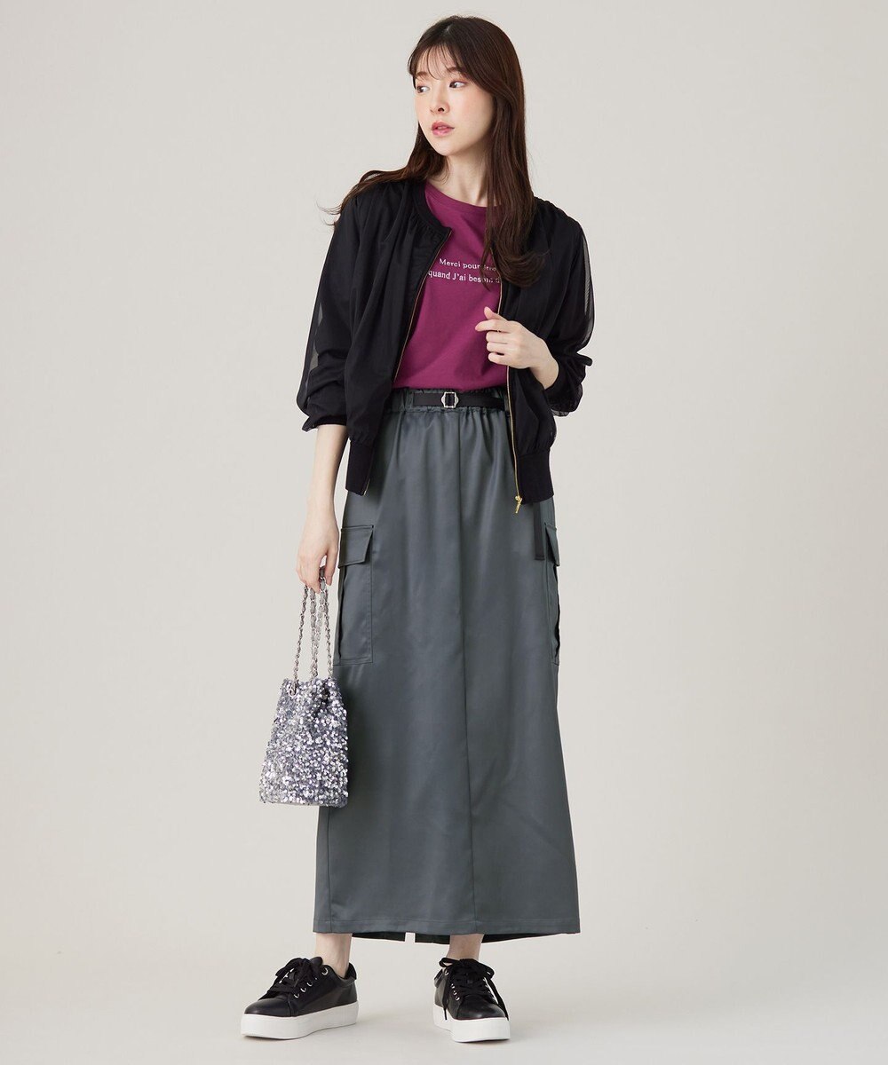 ANY SIS 【WEB・一部店舗限定】サテンカーゴ スカート 