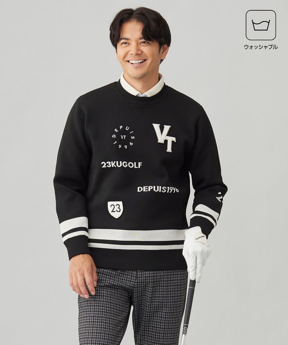 23区GOLF 【MEN】【ウォッシャブル】グラフィックダブルジャガードニット 