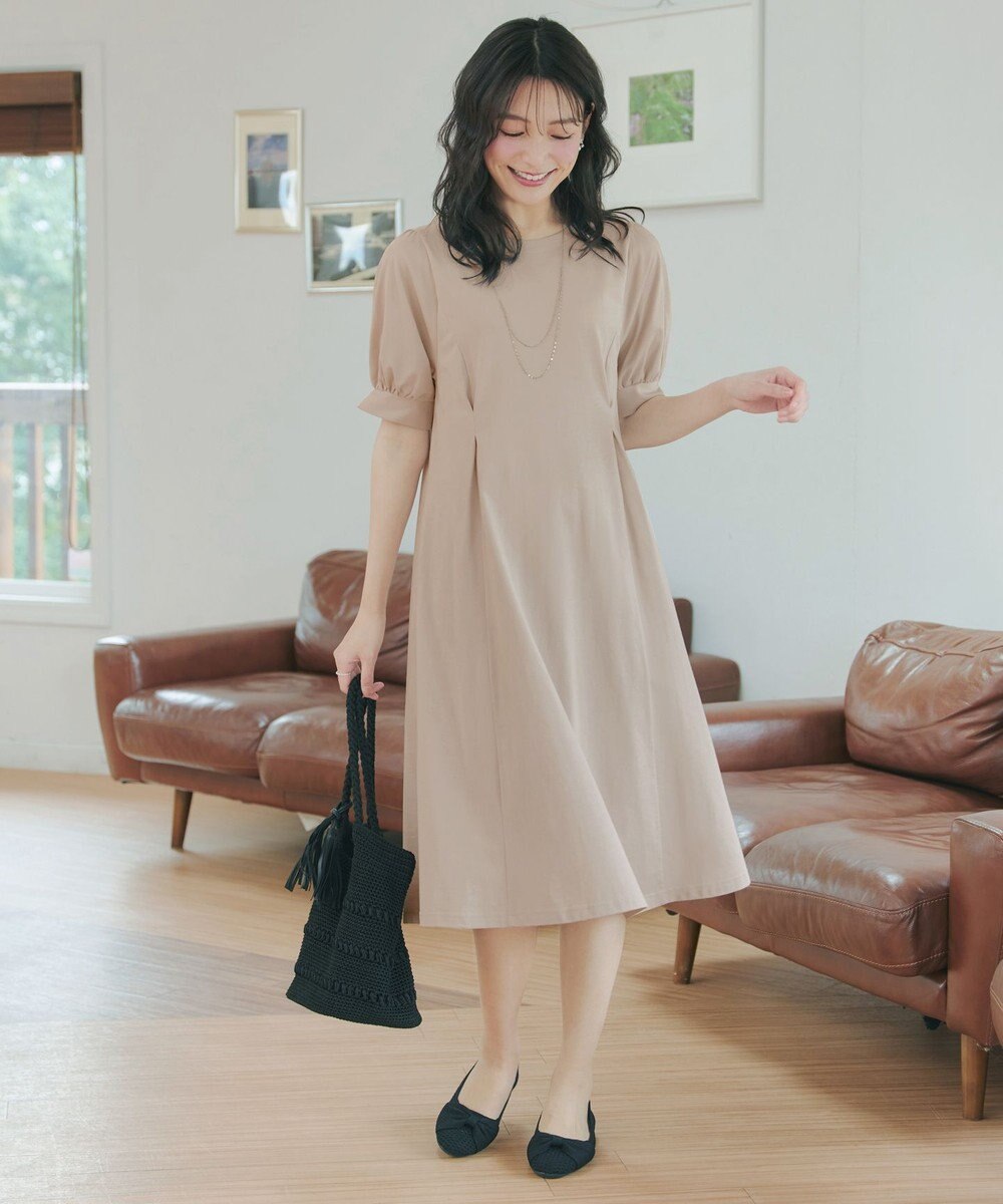 Tiaclasse 【おのののかさん着用】「サマケア」パフスリーブAラインワンピース 