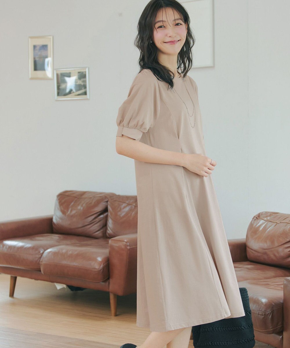 Tiaclasse 【おのののかさん着用】「サマケア」パフスリーブAラインワンピース 