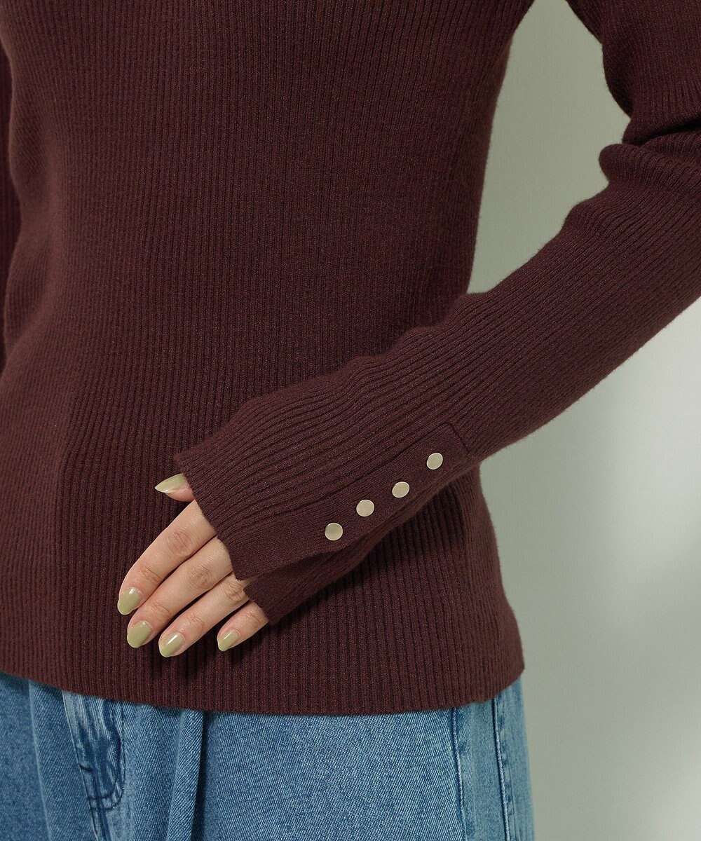 Green Parks もちやわ袖口釦リブニットプルオーバー 