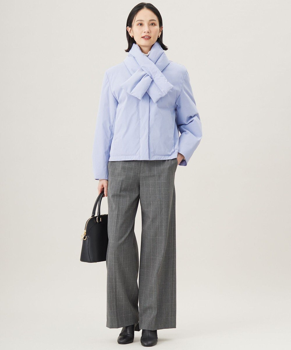 自由区 【撥水加工・洗える】TRギャバ裏起毛チェック柄ワイド パンツ 