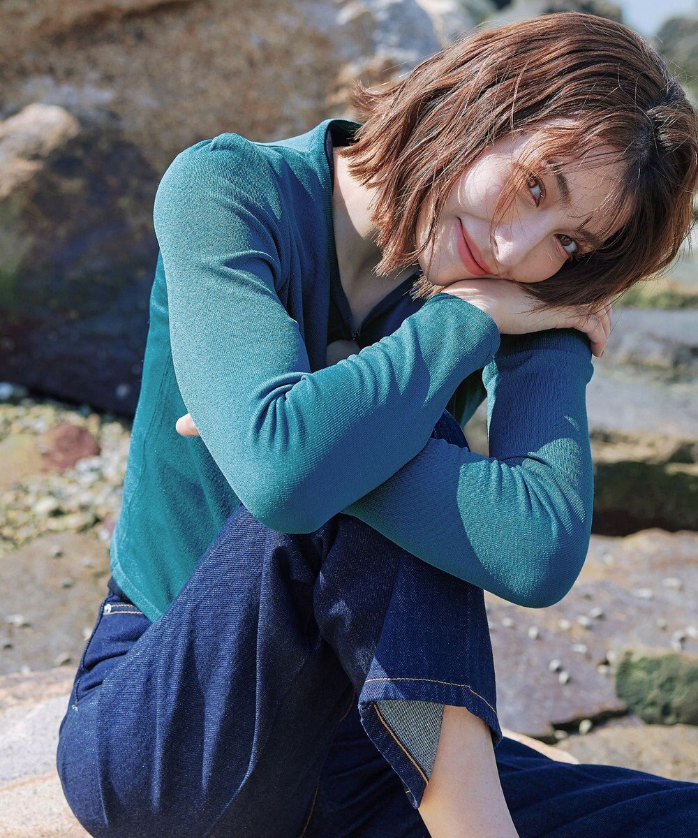 Tiaclasse L 【洗える】長袖サマーニットカーディガン 