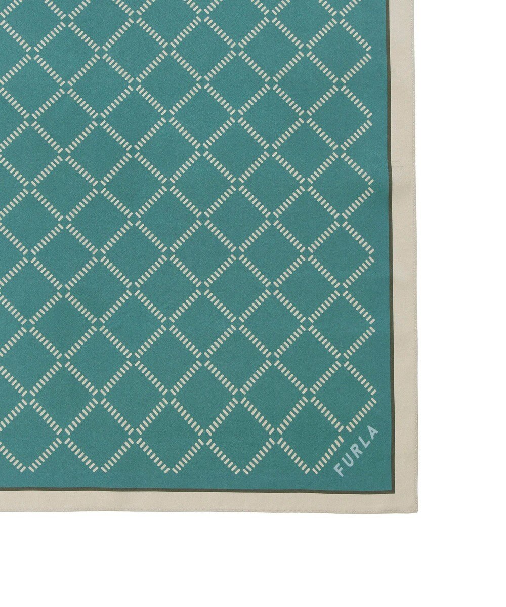 MOONBAT 【シルク100%】FURLA (フルラ) ダイアゴナルチェック 格子柄 シルクプリントスカーフ 58cm×58cm UV対策 手洗い可能 