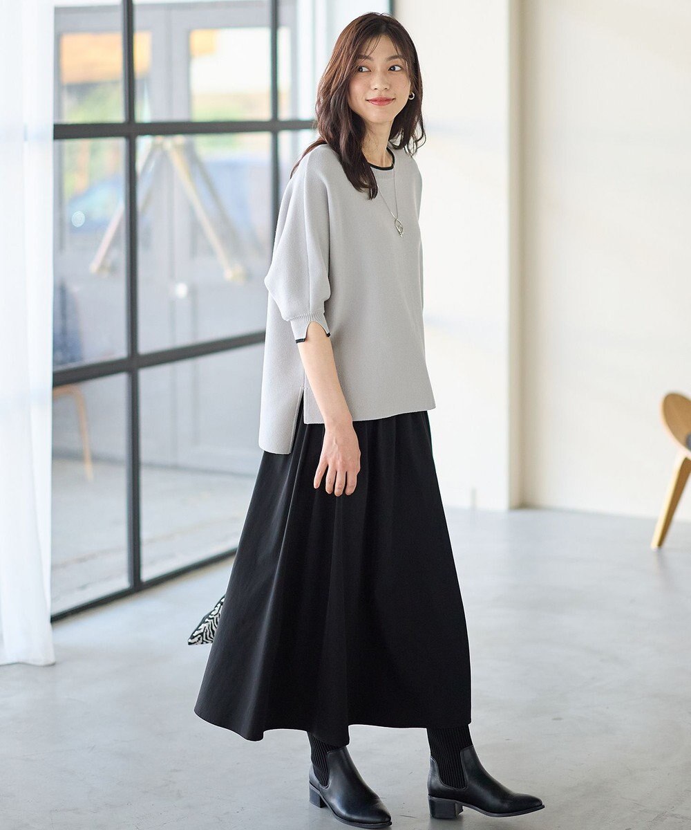 ANY 【2SET】バイカラーニット×布帛スカートセット 