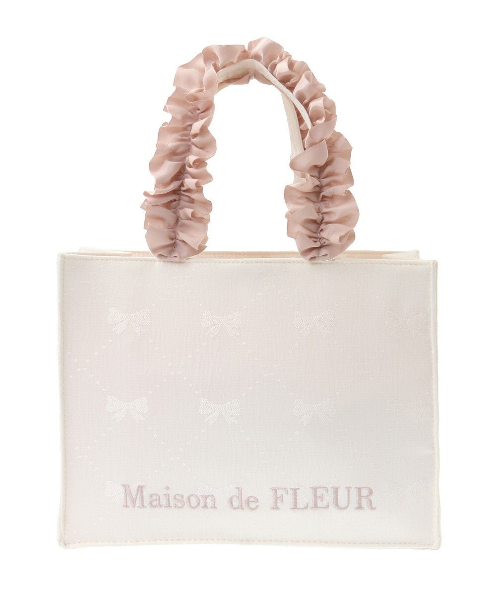 Maison de FLEUR リボン柄ジャカードスクエアトートSバッグ 