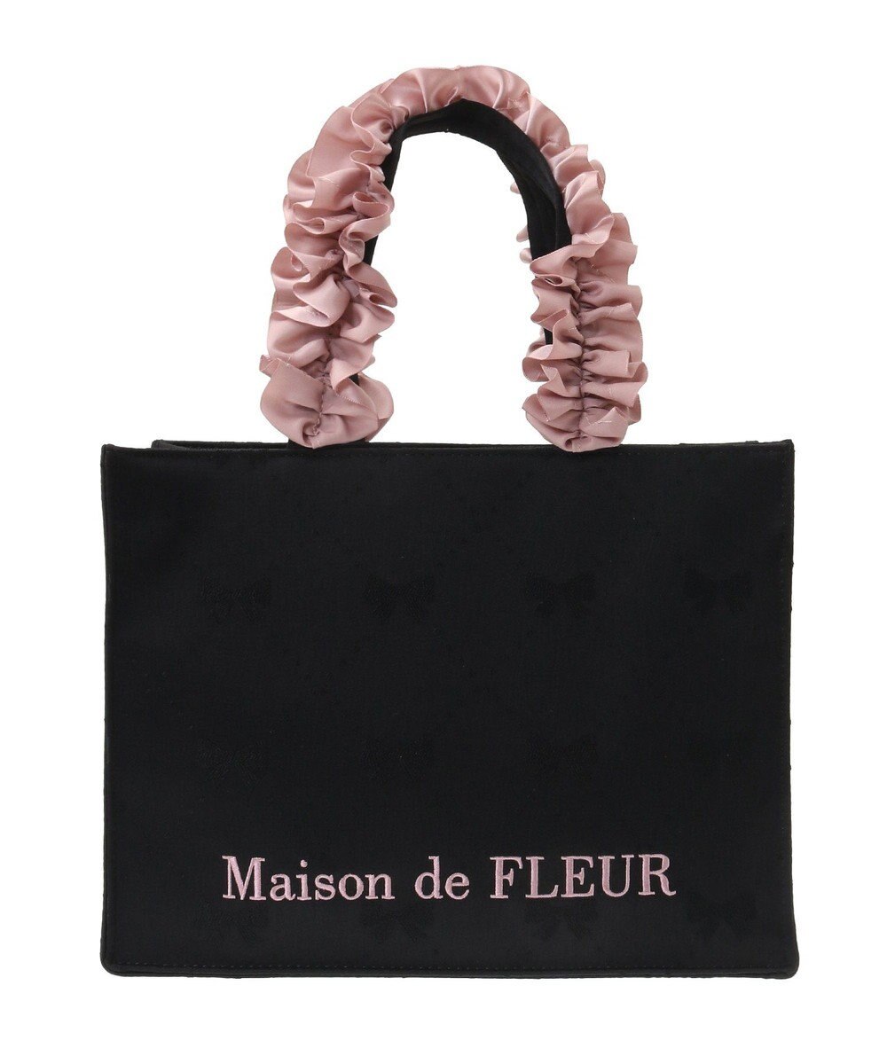 Maison de FLEUR リボン柄ジャカードスクエアトートSバッグ 