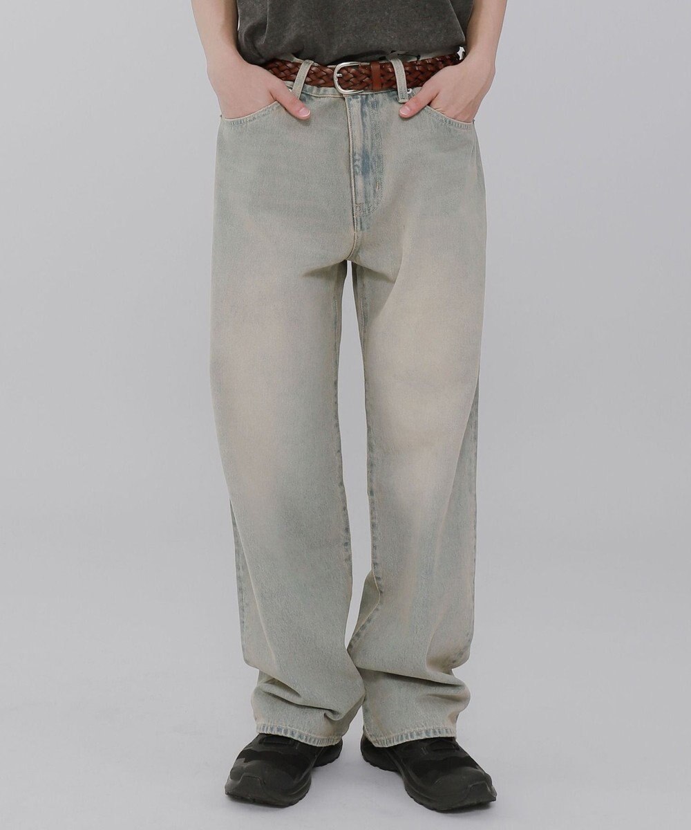WEGO 【ウエスト調整可】ストレートデニムパンツ 