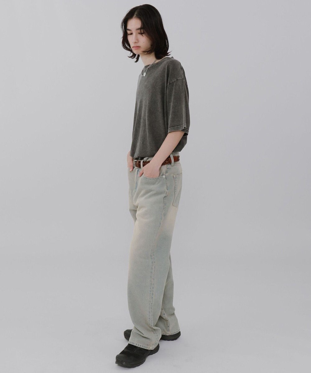 WEGO 【ウエスト調整可】ストレートデニムパンツ 