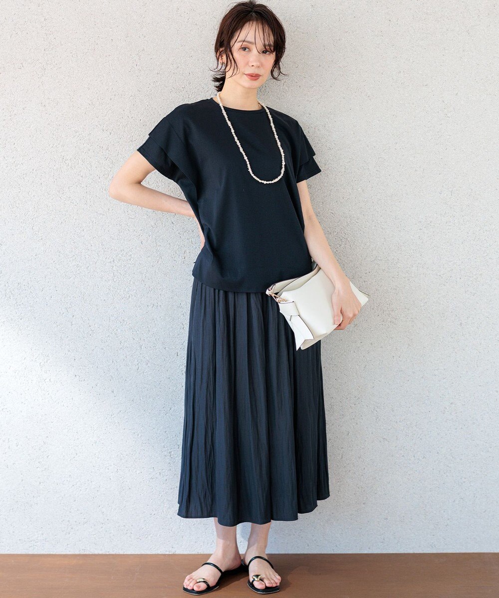 組曲 ギャザーライトデシン パンツ 