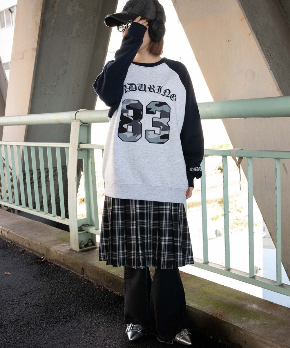 WEGO 【裏起毛】迷彩ワッペンラグランスウェット 