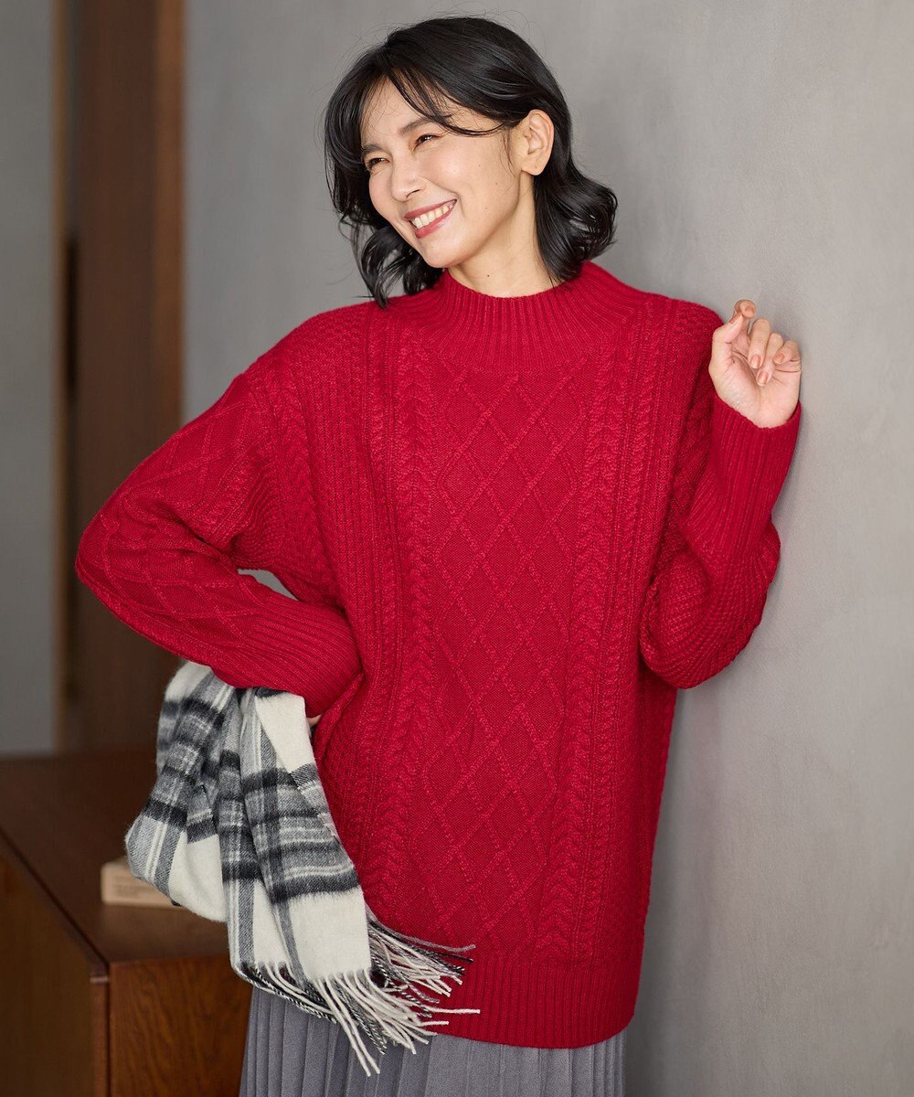 ANY L ソフトタッチケーブルニットチュニック 