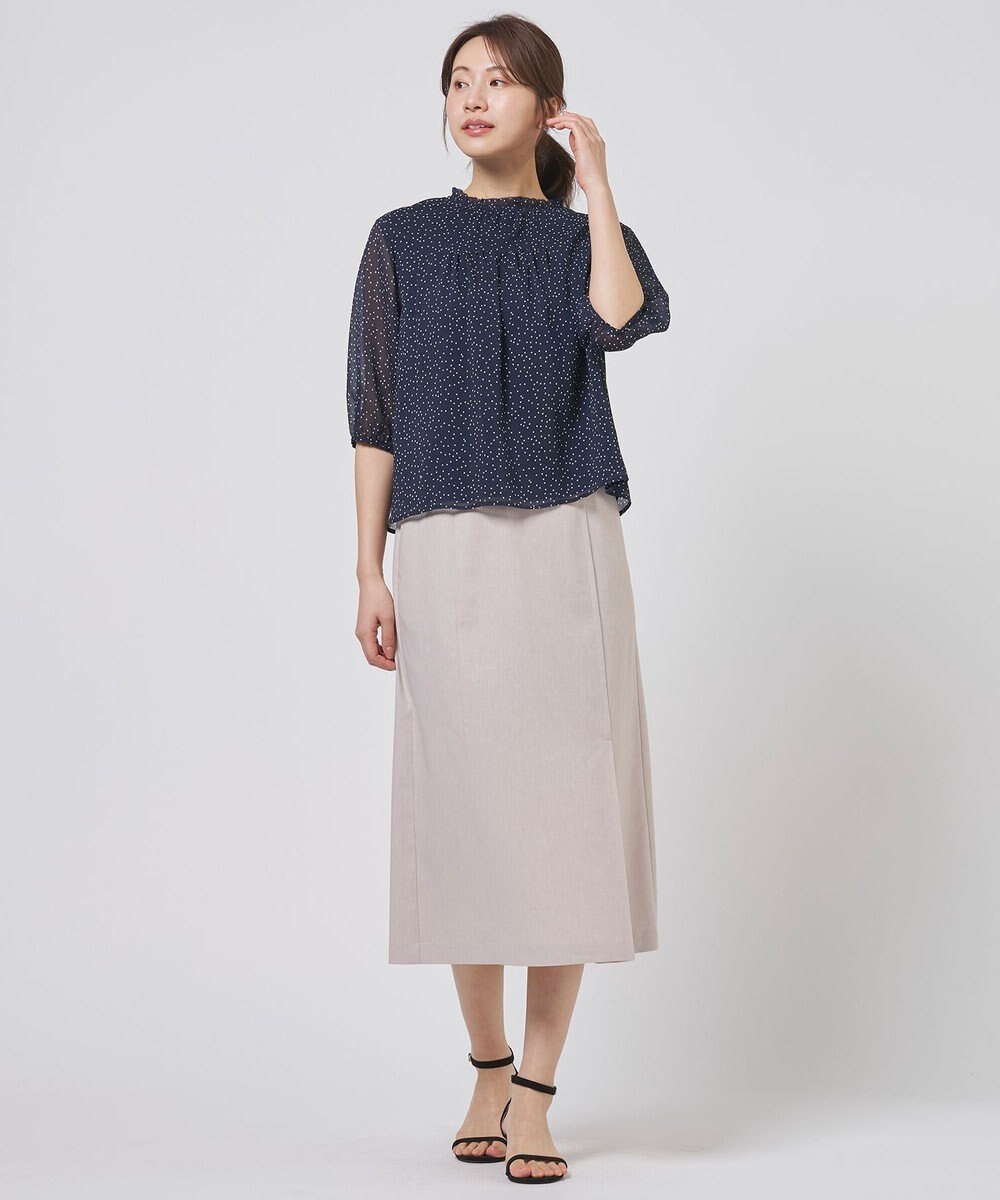 J.PRESS LADIES リネンバイオシャンブレー Aライン スカート 