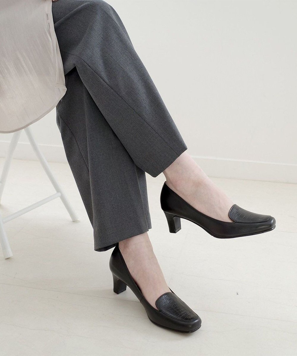 Pointer 日本製 クロコ型押しパンプス 