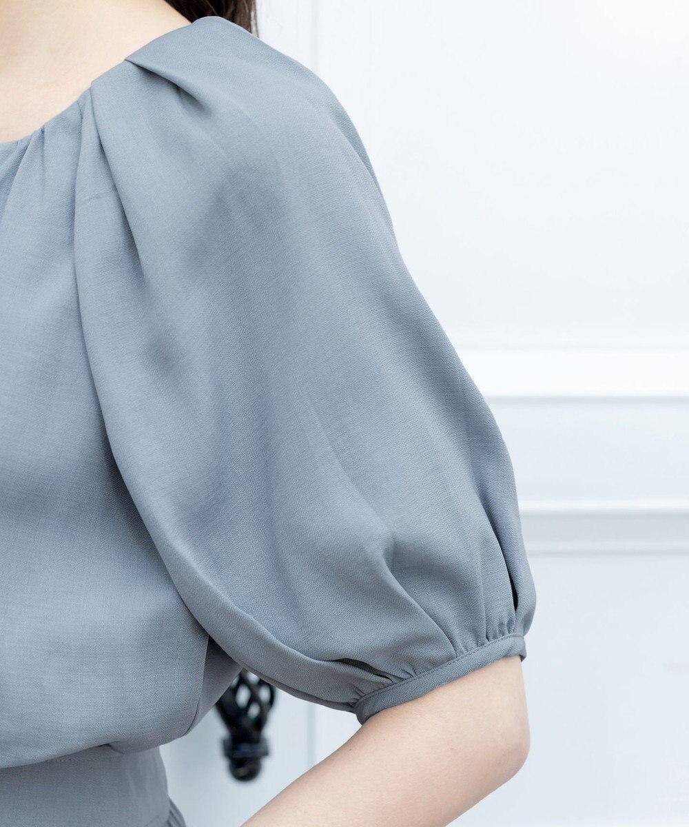 Tiaclasse L 【洗える】麻調ギャザーワンピース 