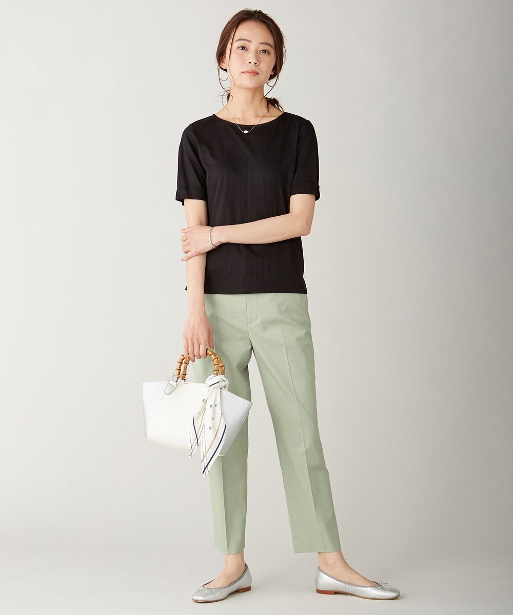 J.PRESS LADIES S 【シワになりにくい】コットンフィッティーシャーク テーパードパンツ 