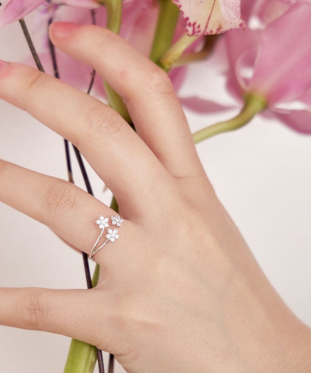 Tiaclasse ボタニカルモチーフストーンリング 