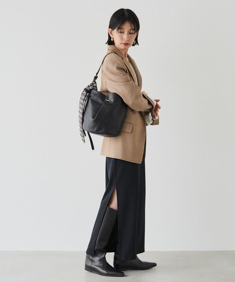 russet ツイードスカーフ付きレザー2WAYショルダーバッグ(CE-1632) 