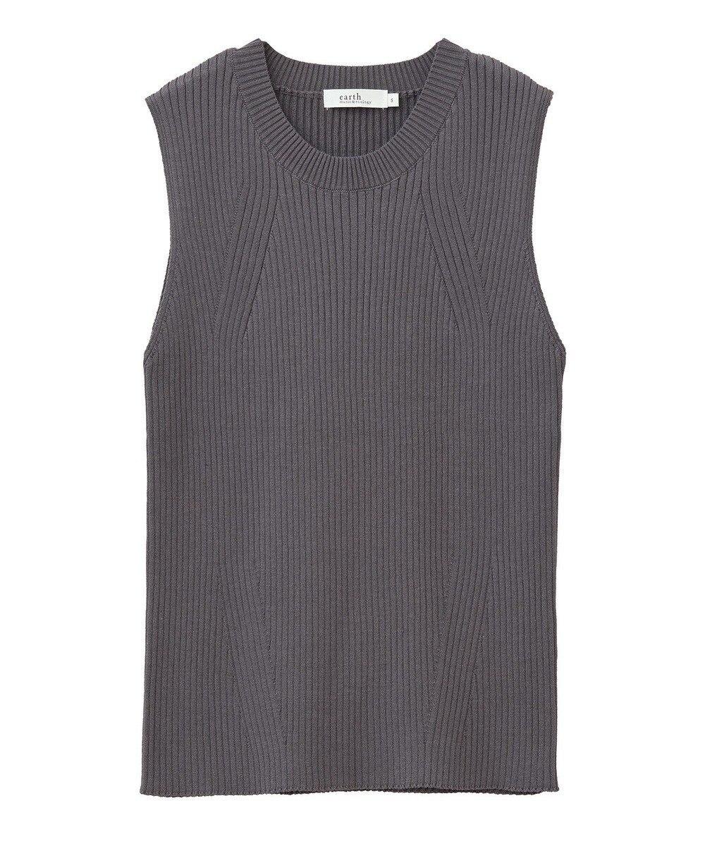earth music&ecology ランダムリブノースリーブニット 