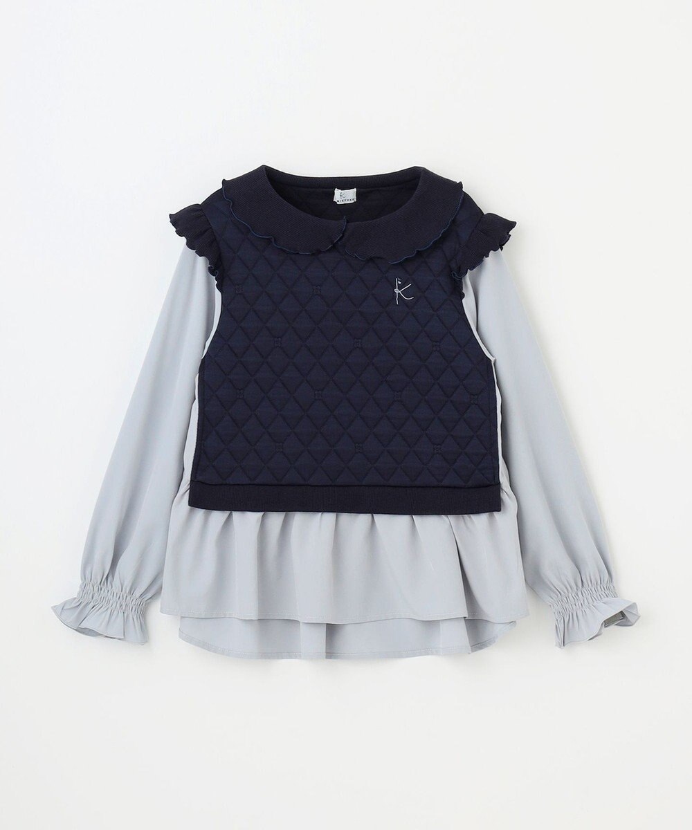 組曲 KIDS 【150-160㎝】フラワーキルトレイヤード トップス 