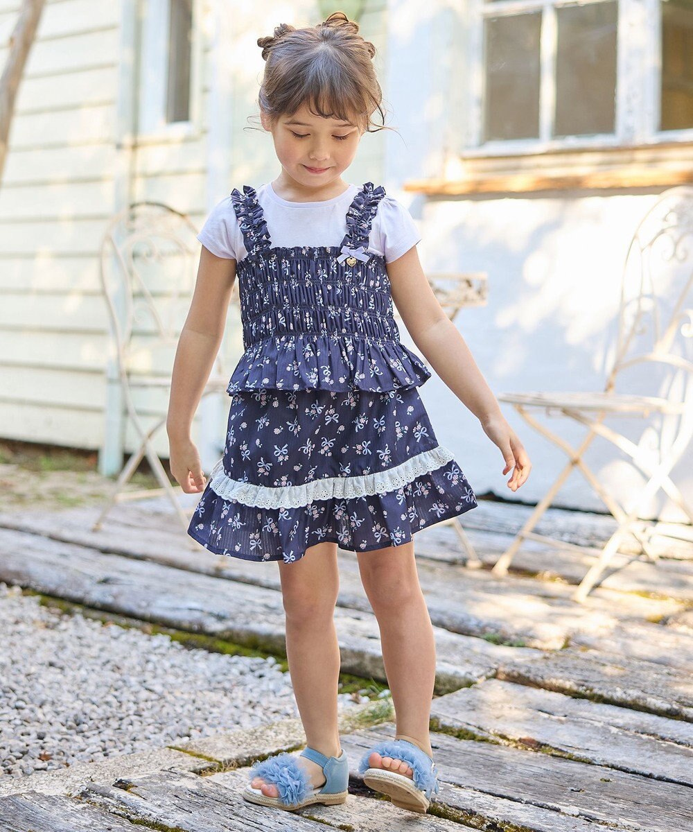 ANY KIDS フラワー×リボン スカパン 