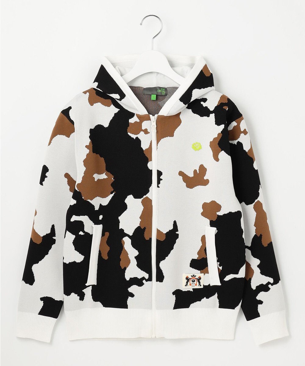 PW CIRCULUS 【WOMEN】ピント柄 ジップアップニットフーディ 