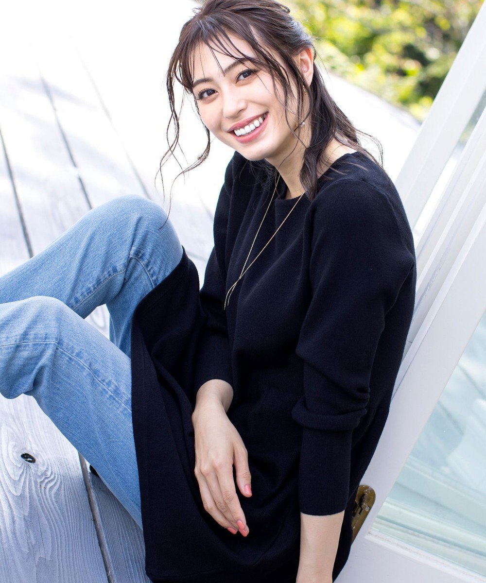 Tiaclasse L 【洗える】大人華やぐ2段ティアードニットチュニック 