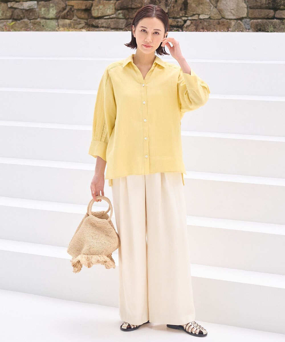 自由区 【XSサイズ～/洗える/セット可】キュプラリネンシャンタン ワイドパンツ 