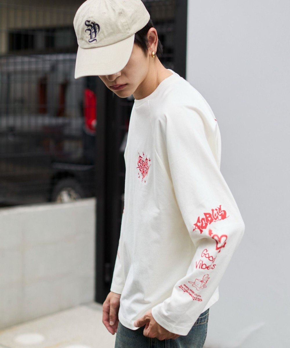 WEGO 【ユニセックス着用ITEM/MLサイズ展開】スリーブロゴグラフィックラグランT（LS） 