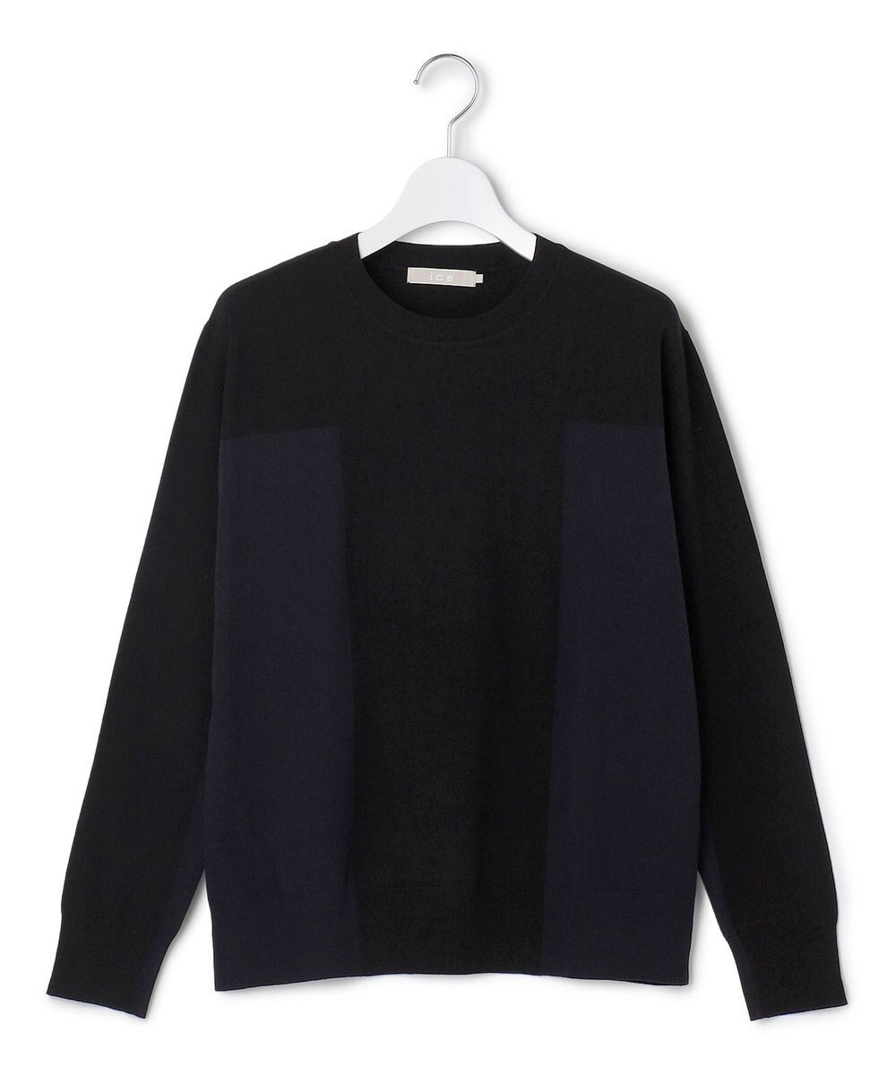 ICB 【洗える】マットヴィスコースポリエステル ブロッキングニット 